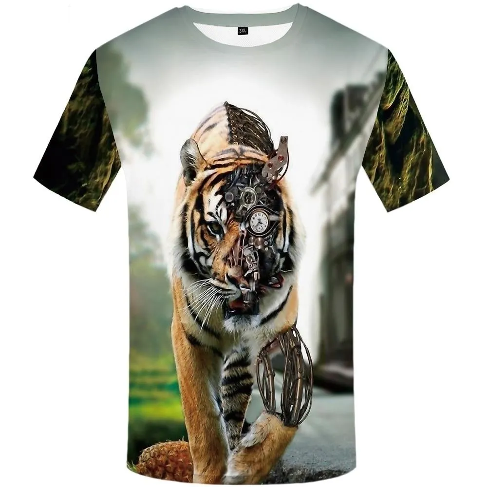 3D Gothic Animal Print Funny Punk T-Shirts for Men in Plus Size