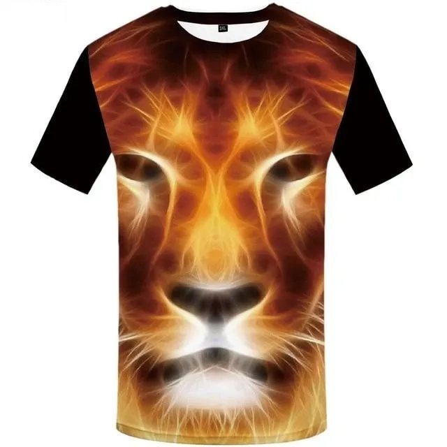 3D Gothic Animal Print Funny Punk T-Shirts for Men in Plus Size