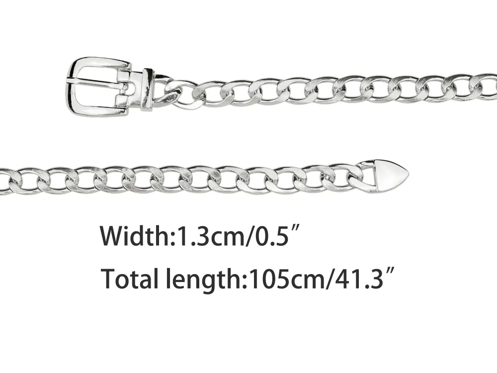 Allegra K- Metal Chain Belts Round Buckle