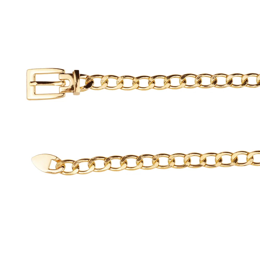 Allegra K- Metal Chain Belts Square Buckle