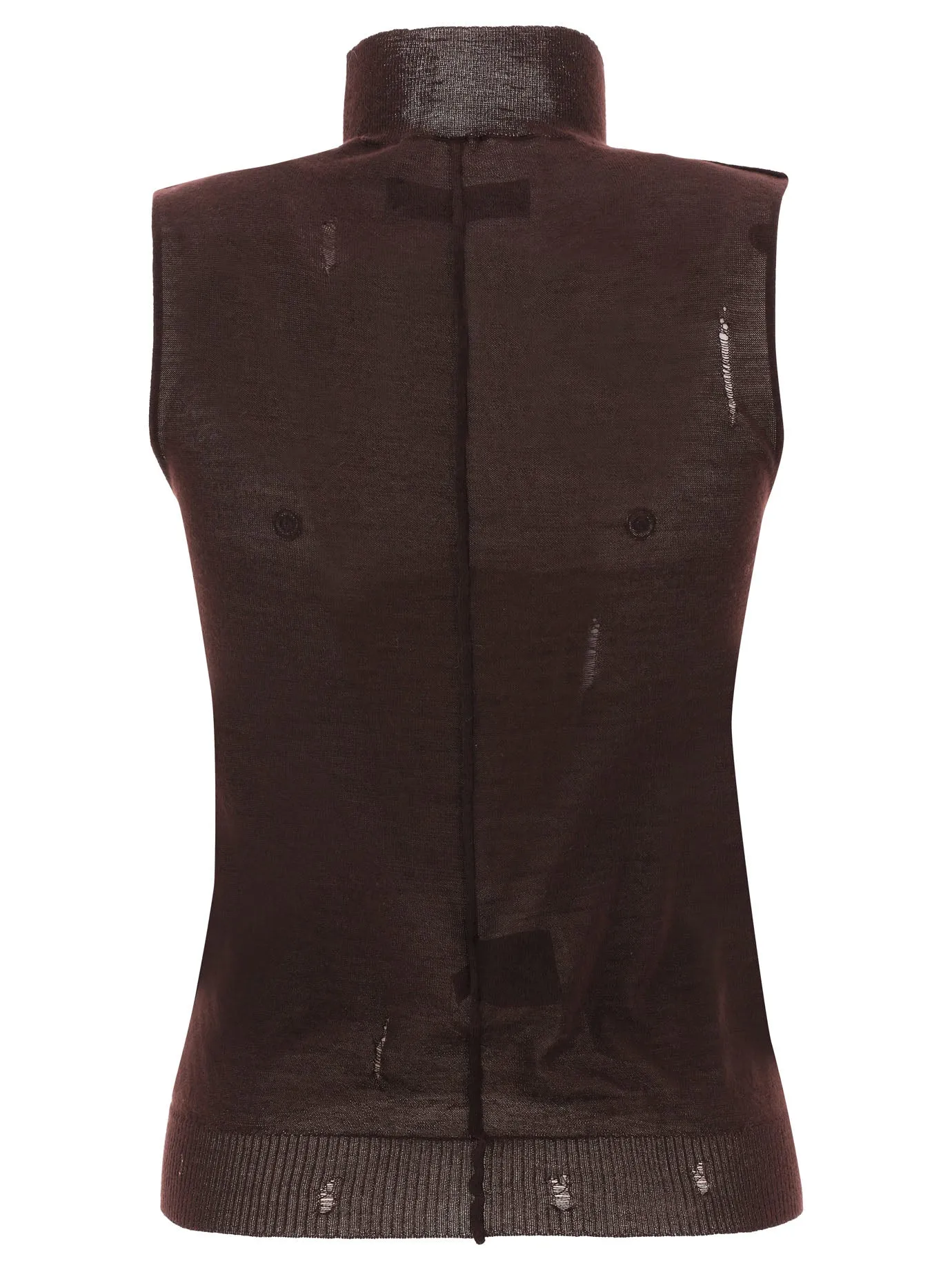 Amiri High Neck Distressed Knitted Vest