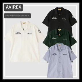 AVIREX  |Unisex Street Style Cotton Short Sleeves Logo Front Button