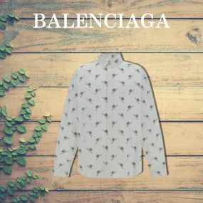 BALENCIAGA  |Monogram Street Style Cotton Oversized Logo Front Button