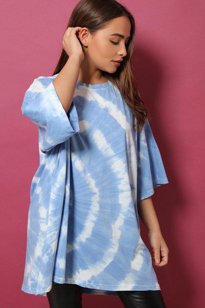 Blue Circle Tie-Dye Lazy Fit Tunic Dress