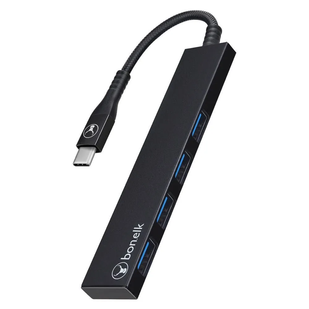 Bonelk Long-Life USB-C to 4 Port USB 3.0 Slim Hub