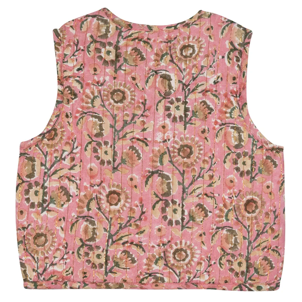 Bonton Baby Beti Vest Blockprint Pink