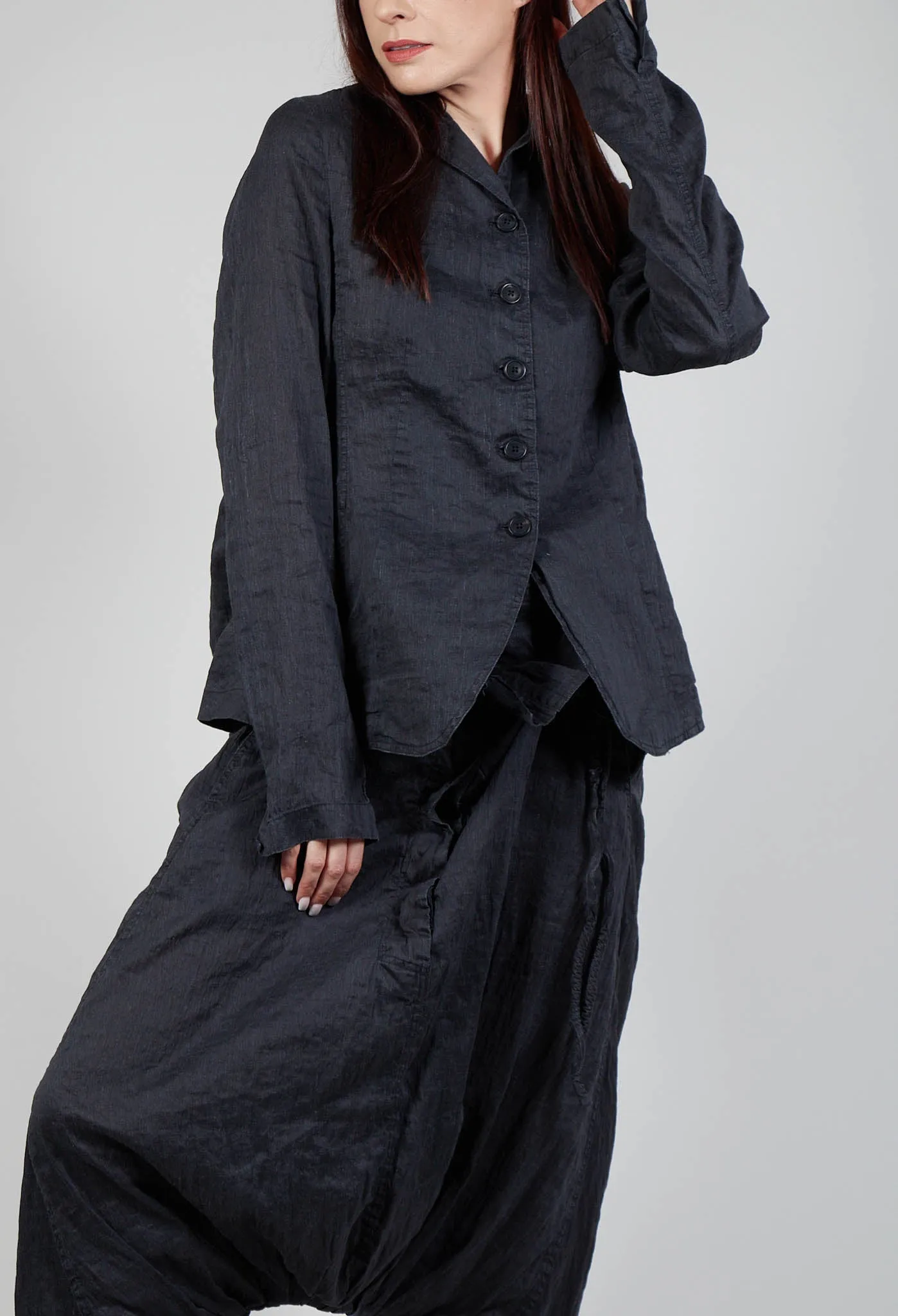 Cascade Collar Jacket in Blk Melange