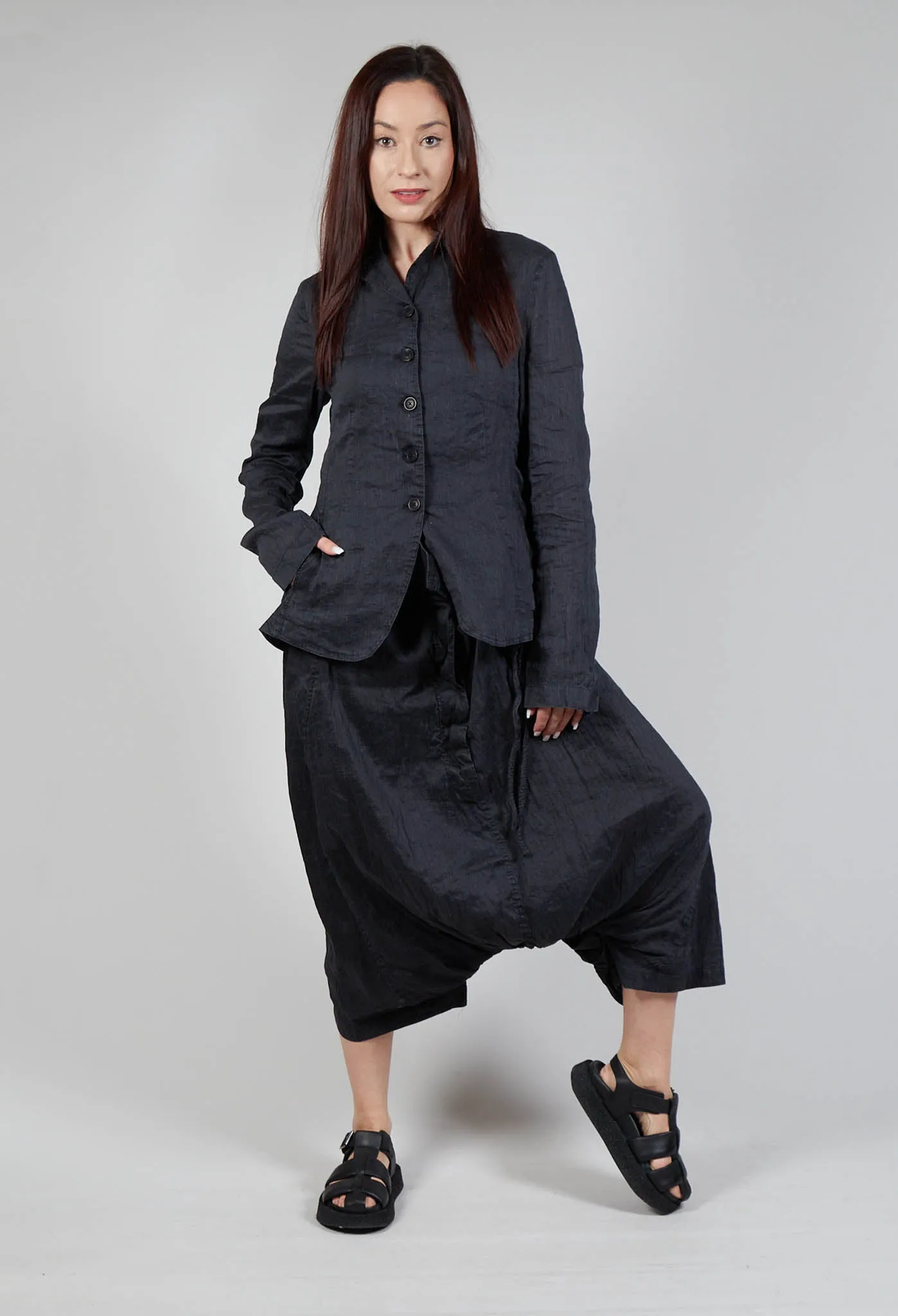 Cascade Collar Jacket in Blk Melange