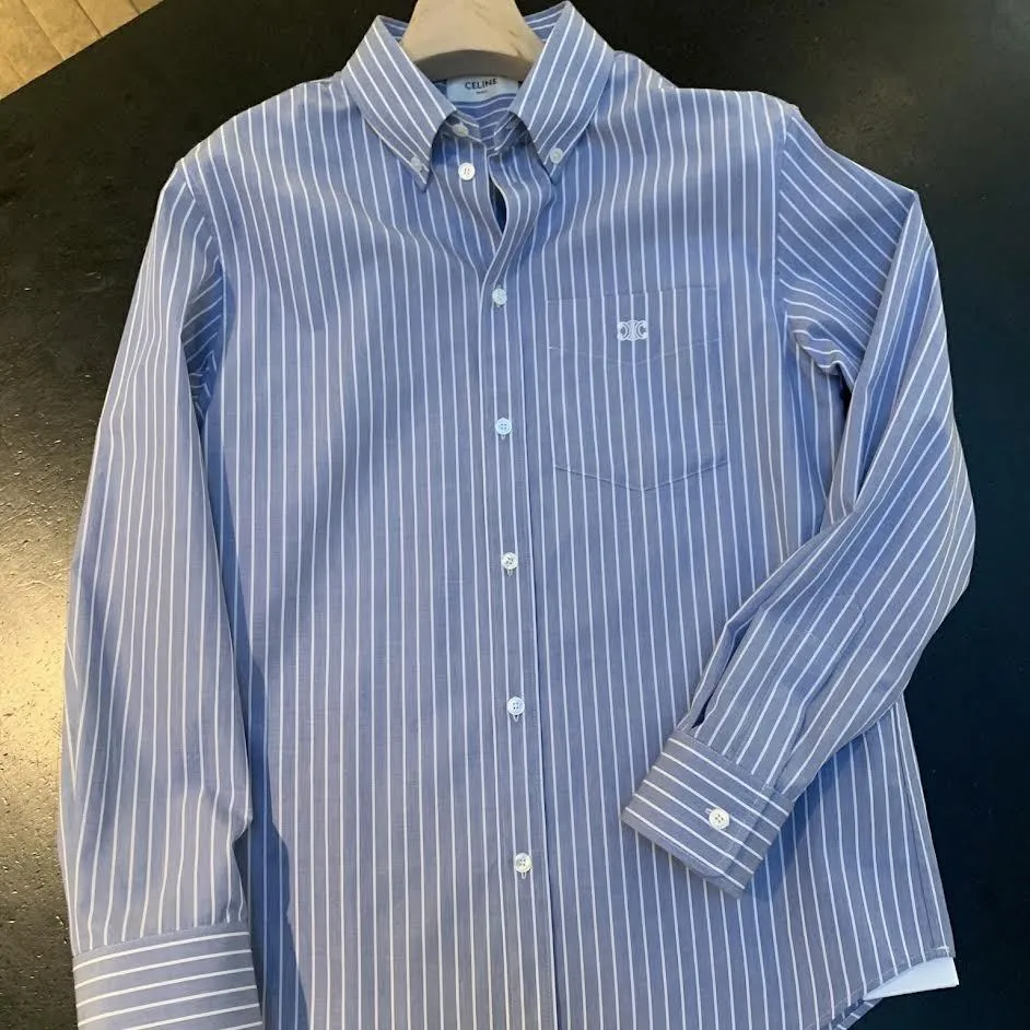 CELINE  |cambridge shirt in striped chambray cotton