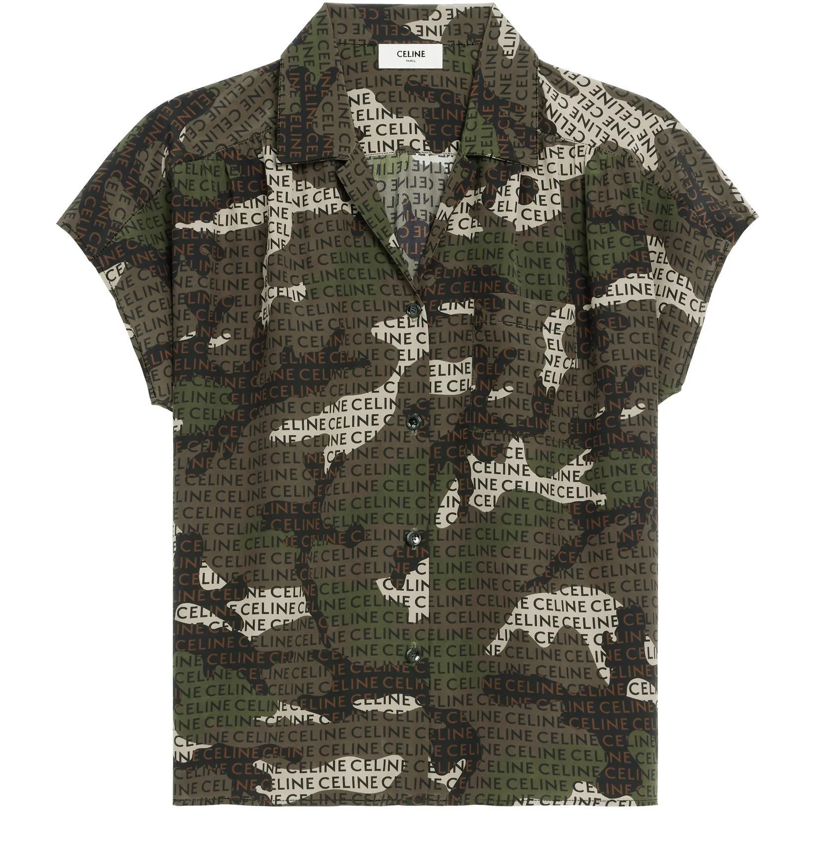 CELINE  |Camouflage Casual Style Silk Street Style Short Sleeves