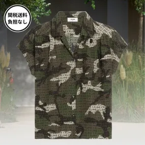 CELINE  |Camouflage Casual Style Silk Street Style Short Sleeves