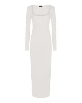 Chalk Cashmere and Silk Square Neck Dress