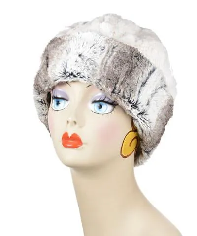 Cuddly Ivory with Birch Luxury Faux Fur Beanie Large