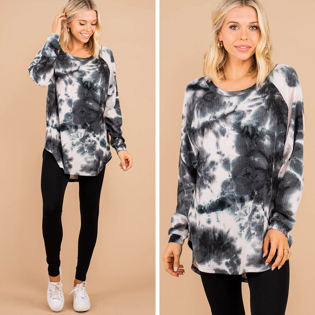 Easy Like Sunday Black Tie Dye Tunic