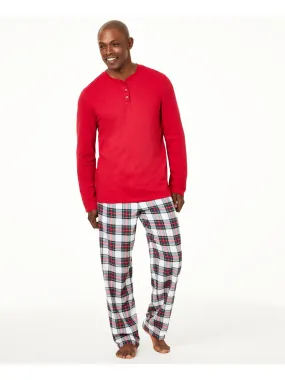 FAMILY PJs Red Solid Long Sleeve Straight leg Sleepwear Pajamas