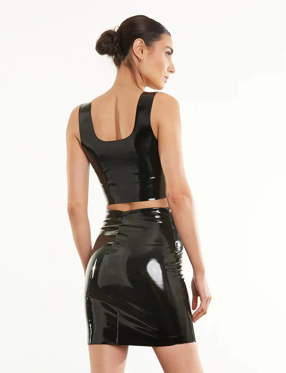 Faux Patent Leather Mini Skirt