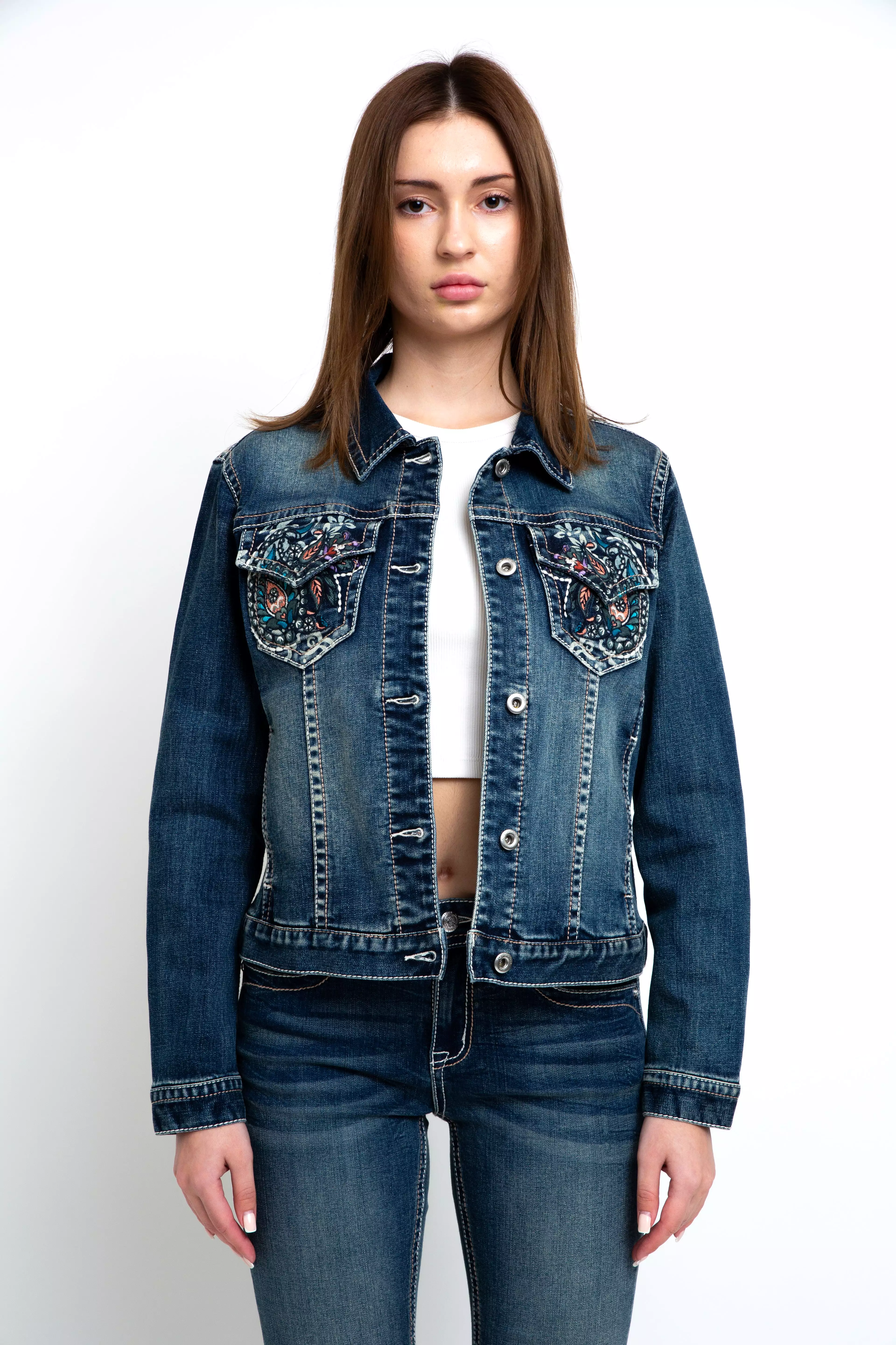 Floral Embroidery Women's Denim Jacket