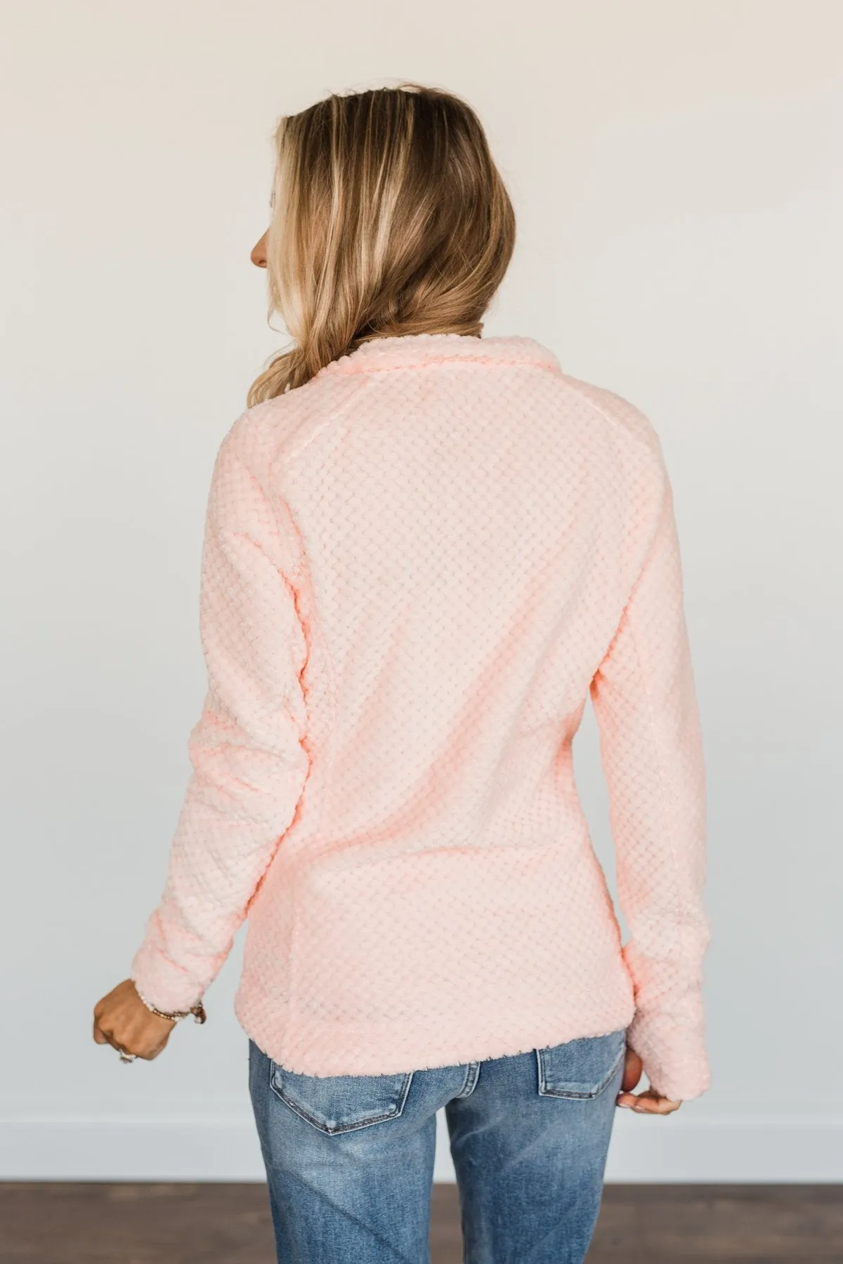 Heartfelt Wishes Zip Up Sherpa- Light Peach