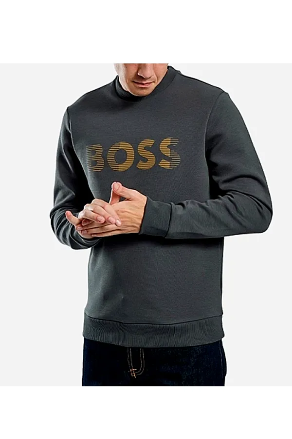 Hugo Boss Logo Salbo Sweatshirt Grey