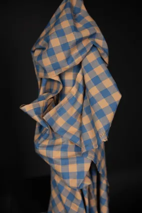 Indian Cotton - Dreamland Blue and Peach Gingham