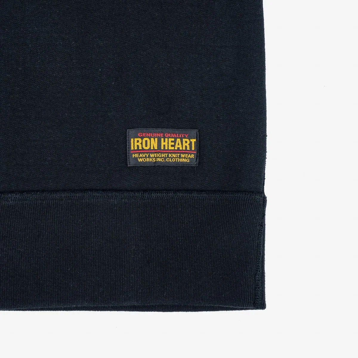 Iron Heart IHSW-69L-BLK 14oz Ultra Heavyweight Loopwheel Cotton Crew Neck Sweat - Black