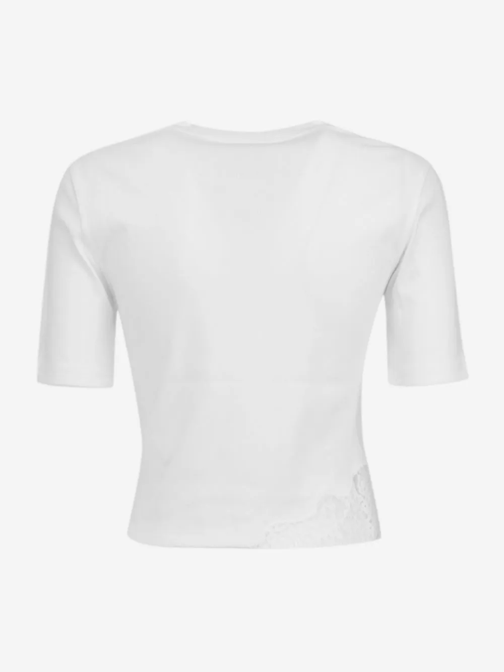 Isabelle blanche - T-shirt in cotone tinta unita con inserti in pizzo