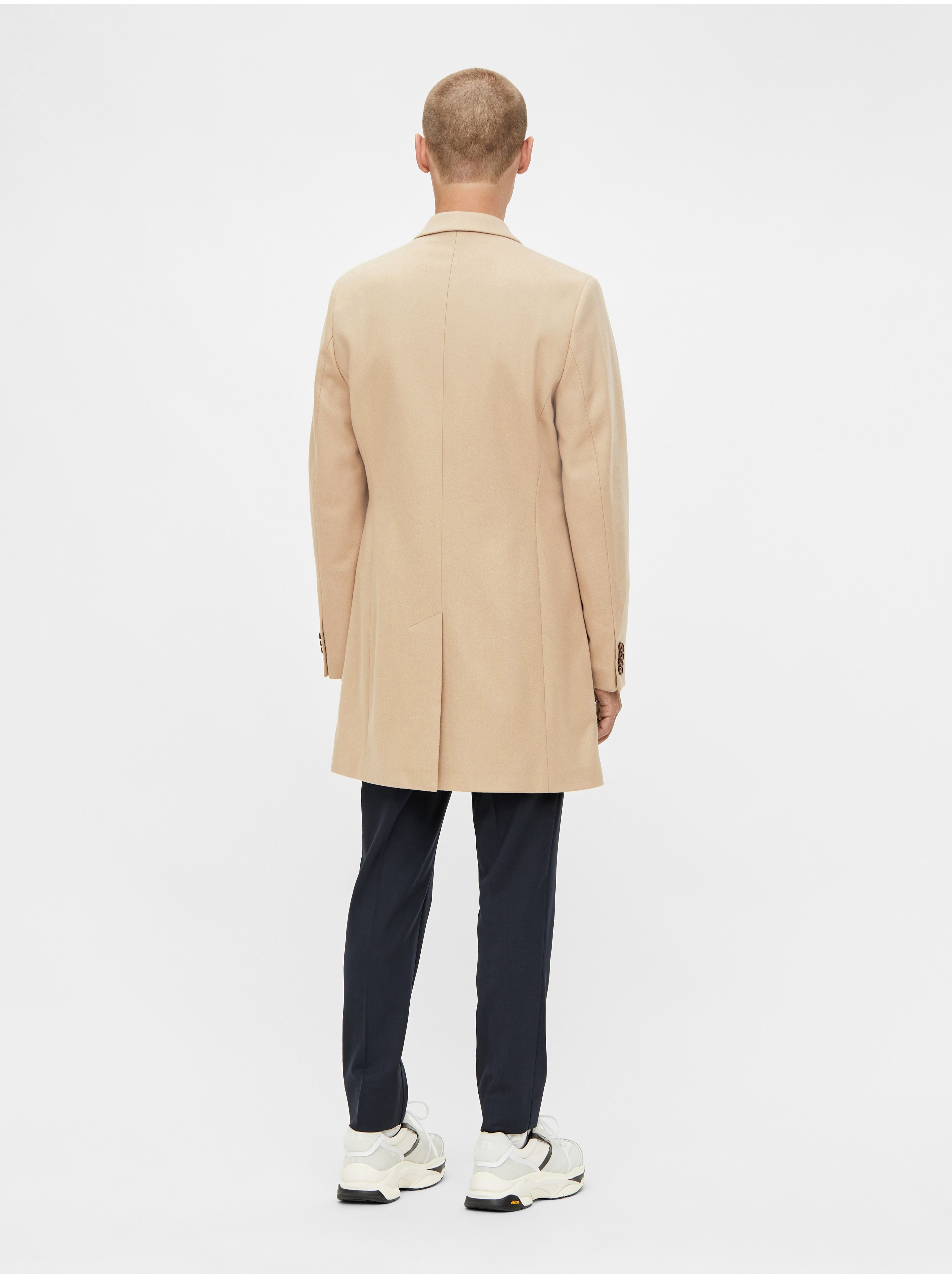 J.Lindeberg Mens Debonair Wolger Wool Coat - SAND