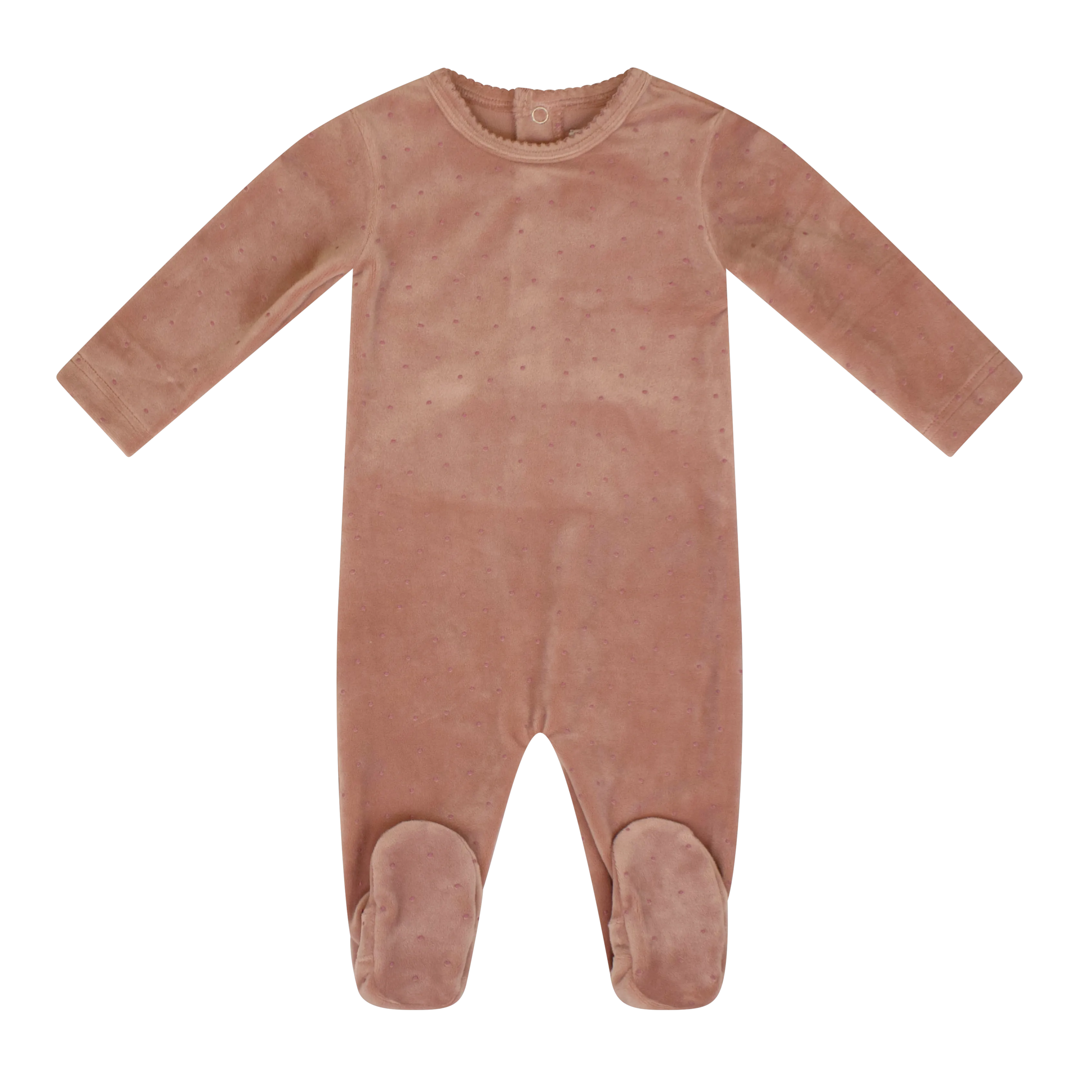 Kipp Baby Mauve Dot Velour Stretchie and Beanie