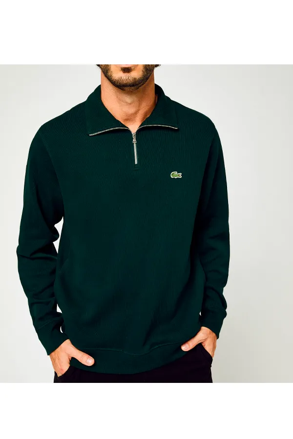 Lacoste Zip Knit Pullover Green