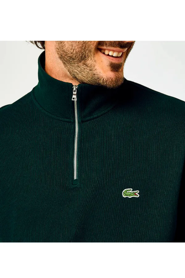 Lacoste Zip Knit Pullover Green