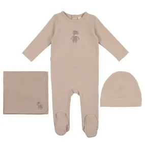 Lilette Sand Elephant Embroidered Cotton Layette Set