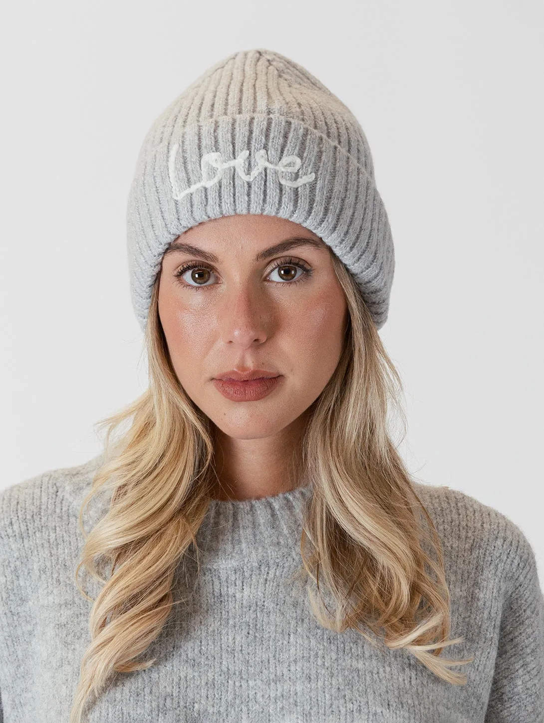 Love Beanie - Light Grey