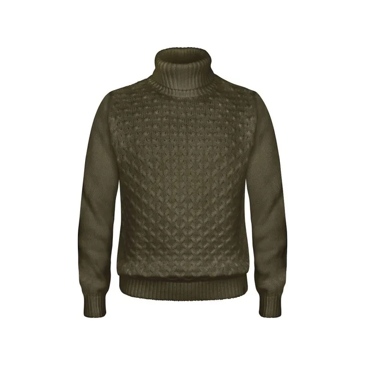 Lumberjack SWEATER CM96341 026 Maglia Collo Alto Uomo in Misto Lana Vergine Verde