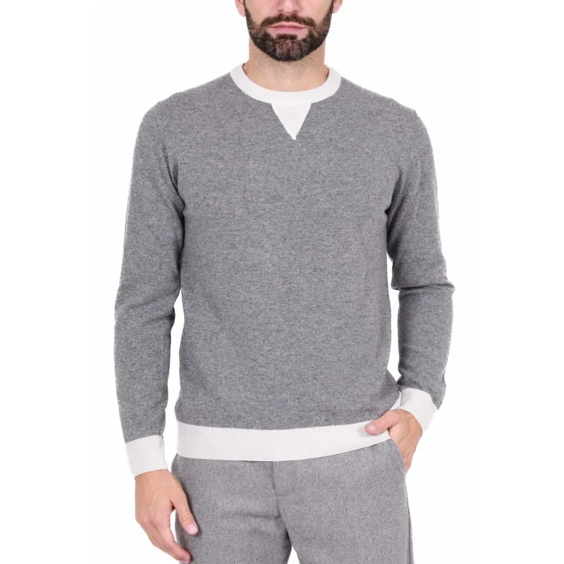 MAGLIA UOMO GIROCOLLO MISTO CASHMERE, GRIGIO