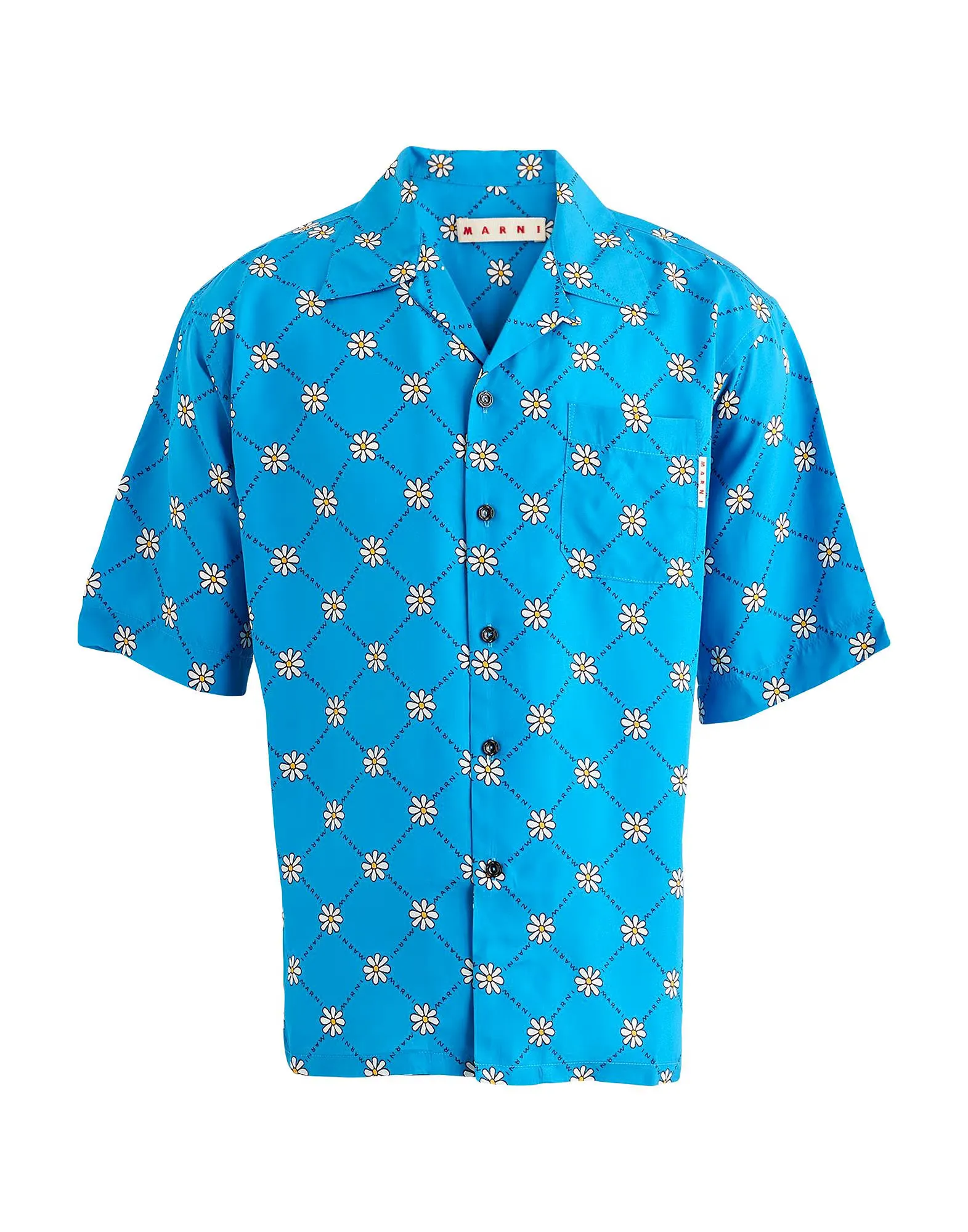 MARNI  |Flower Patterns Short Sleeves Logo Front Button Designers