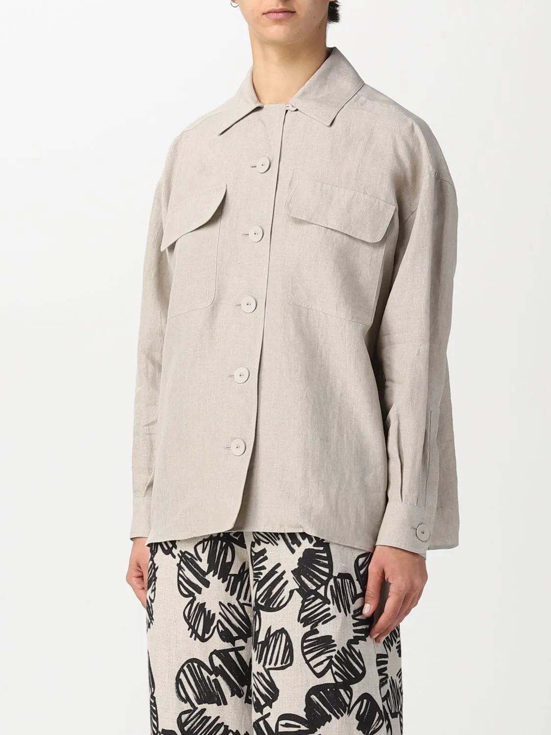 MaxMara  |Casual Style Linen Long Sleeves Plain Medium Office Style