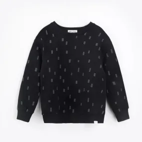 Miles Basics Block Print on Black Sweatshirt