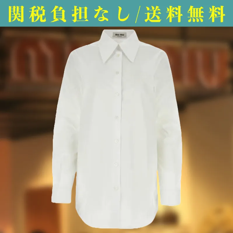 MiuMiu  |Casual Style Long Sleeves Plain Cotton Party Style