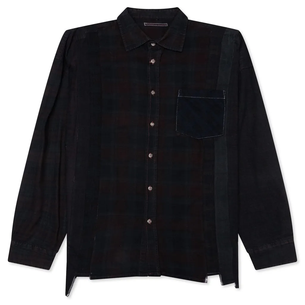 Over Dye 7 Cuts Wide Shirt - Black