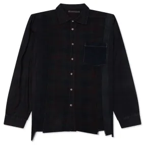 Over Dye 7 Cuts Wide Shirt - Black