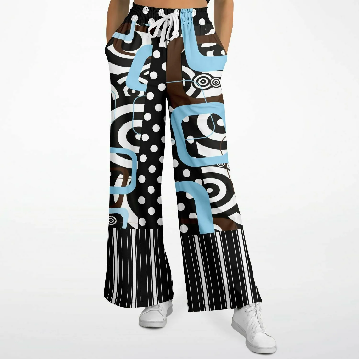 Pacific Palisades Retro Print Eco-Poly Stretchy Phat Bellbottoms