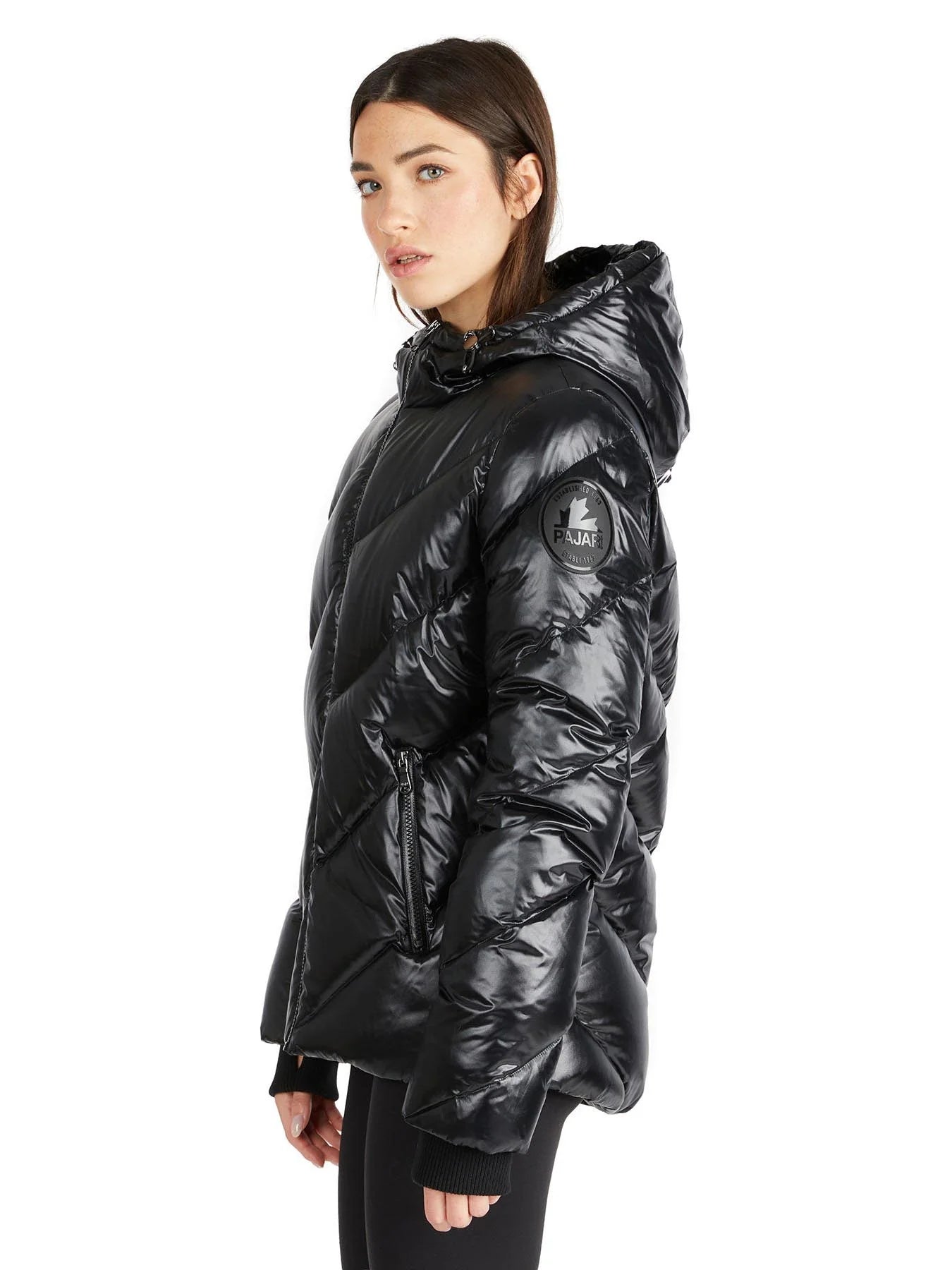 Pajar Womens Nelli Short Quilted Puffer with Fixed Hood - BLACK