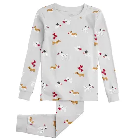 Petit Lem Valentine's Puppy Love Print on Lunar Rock PJ Set