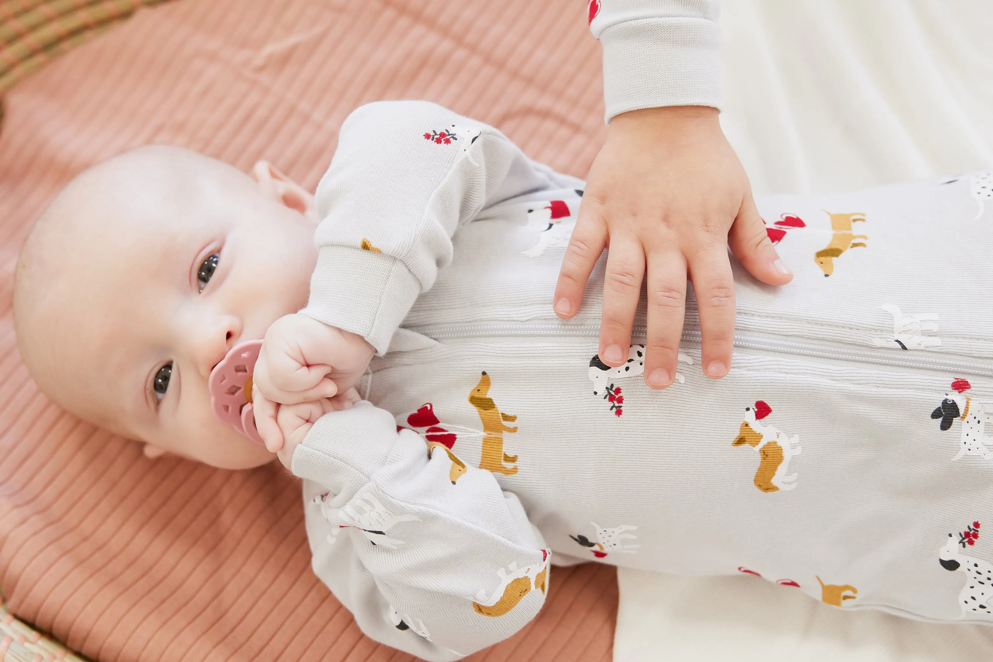 Petit Lem Valentine's Puppy Love Print on Lunar Rock PJ Set