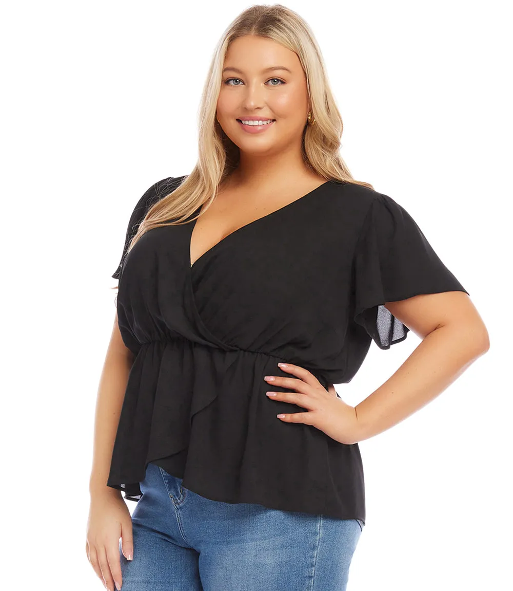 Plus Size Faux Wrap Top