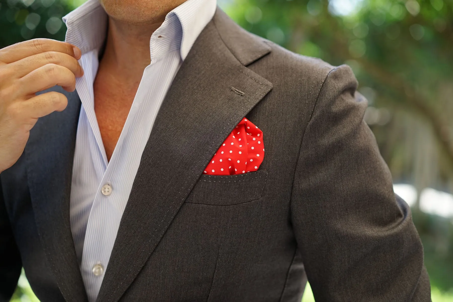 Red with White Polka Dots Cotton Pocket Square