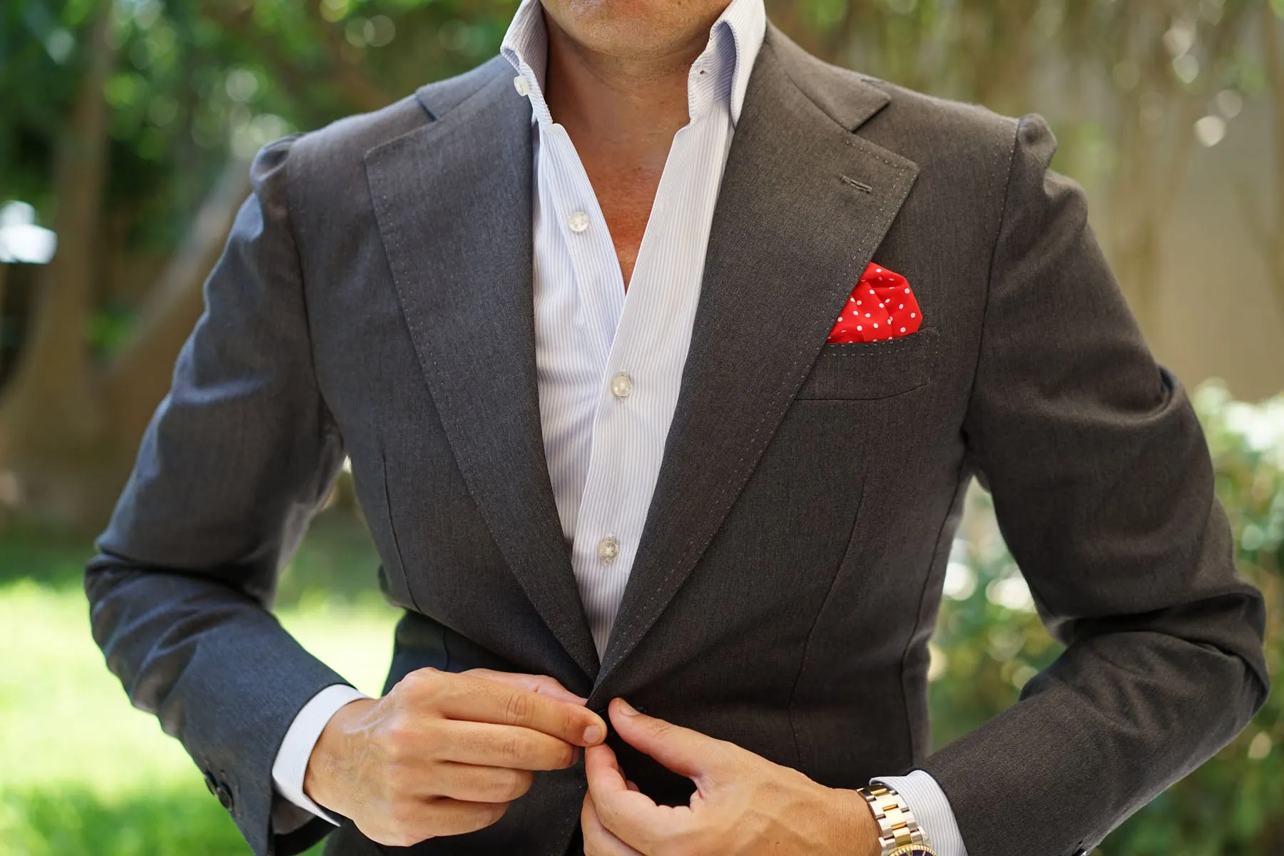 Red with White Polka Dots Cotton Pocket Square