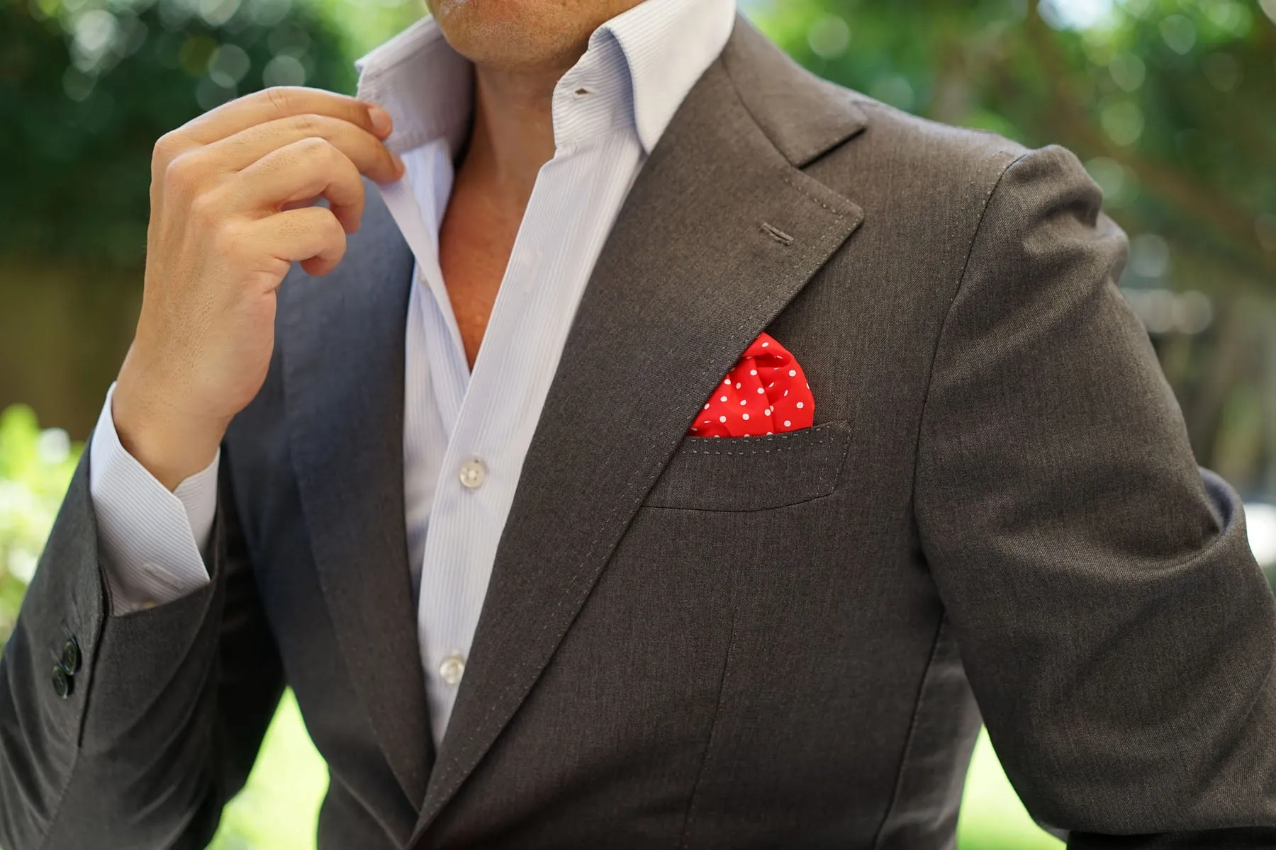 Red with White Polka Dots Cotton Pocket Square