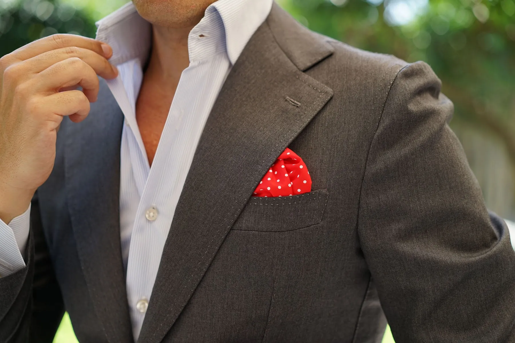 Red with White Polka Dots Cotton Pocket Square