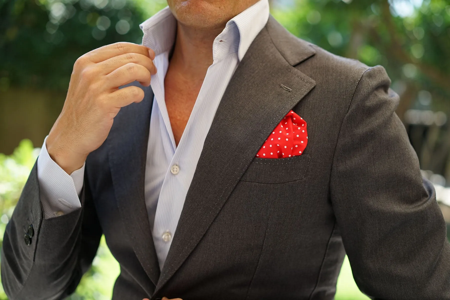 Red with White Polka Dots Cotton Pocket Square